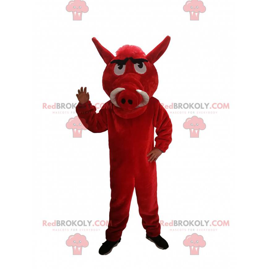 Mascote de javali vermelho com orelhas grandes - Redbrokoly.com