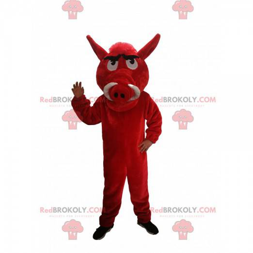 Mascotte rood zwijn met grote oren - Redbrokoly.com
