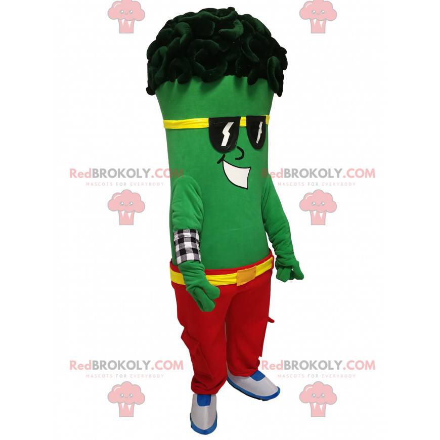 Grünes Charakter-Maskottchen mit Rastas - Redbrokoly.com Grünes Charakter-Maskottchen mit Rastas - Redbrokoly.com