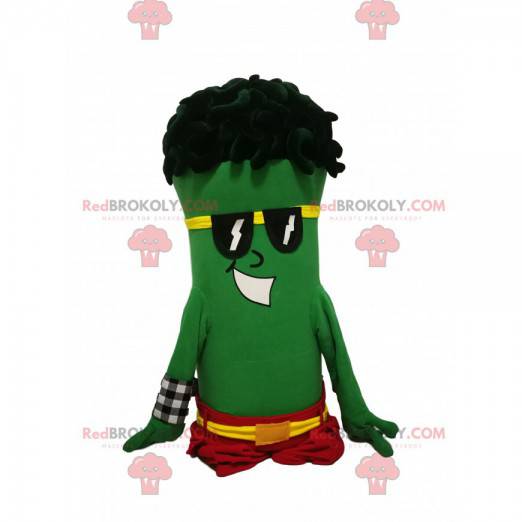 Mascotte de personnage vert avec des rastas - Redbrokoly.com
