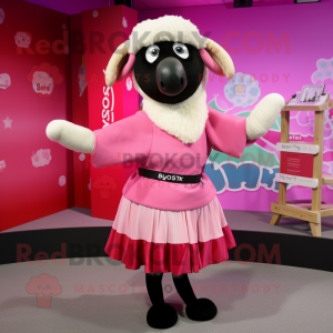 Pink Suffolk Sheep maskot...