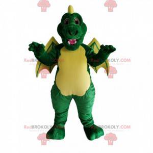 Green and yellow dragon mascot. Dragon costume - Redbrokoly.com