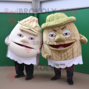 Beige Corned Beef And Cabbage mascot costume character dressed with a Suit and Keychains