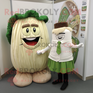 Beige Corned Beef And Cabbage mascot costume character dressed with a Suit and Keychains