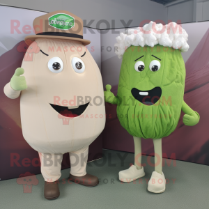 Beige Corned Beef And Cabbage mascot costume character dressed with a Suit and Keychains