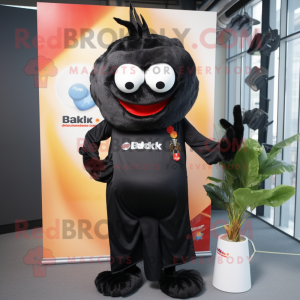 Black Shakshuka mascot costume character dressed with a Trousers and Tie pins