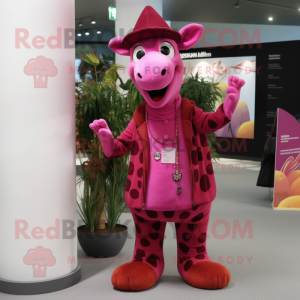 Magenta Giraffe maskot...