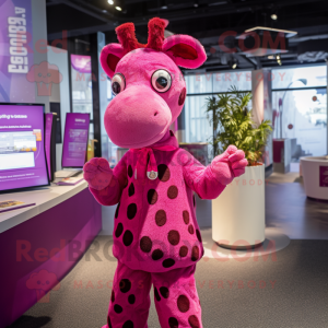 Magenta Giraffe maskot...