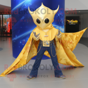 Gold Manta Ray maskot drakt...