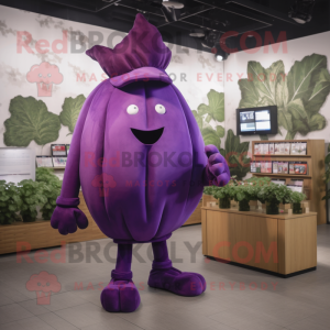 Purple Beet mascot costume character dressed with a T-Shirt and Earrings