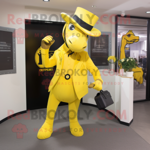 Gul hestesko maskot drakt...
