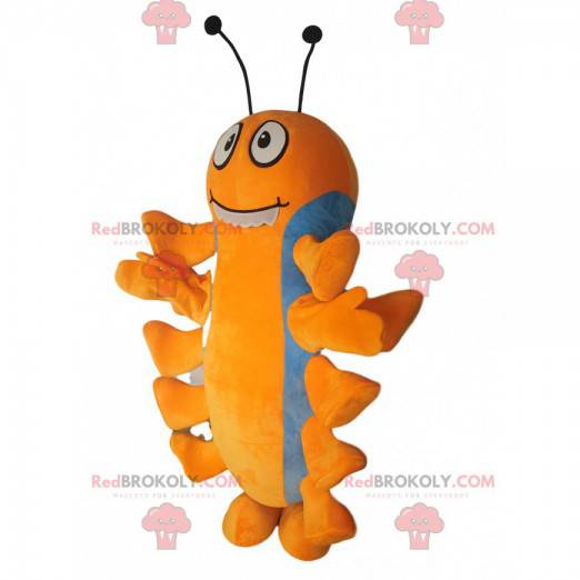 Mascotte de mille-pattes orange et bleu. - Redbrokoly.com