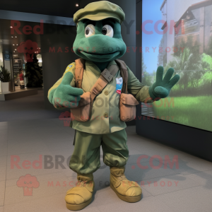 Cyan Green Beret mascot costume character dressed with a Joggers and Ties