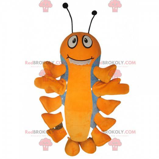 Mascotte de mille-pattes orange et bleu. - Redbrokoly.com