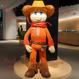 Orange Cowboy maskot kostym...