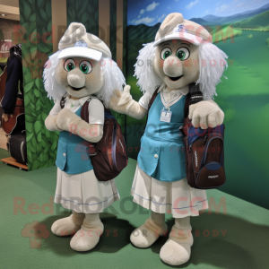 nan Golf Bag mascot costume character dressed with a Skirt and Backpacks