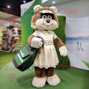 nan Golf Bag mascot costume character dressed with a Skirt and Backpacks