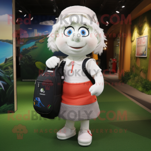 nan Golf Bag mascot costume character dressed with a Skirt and Backpacks