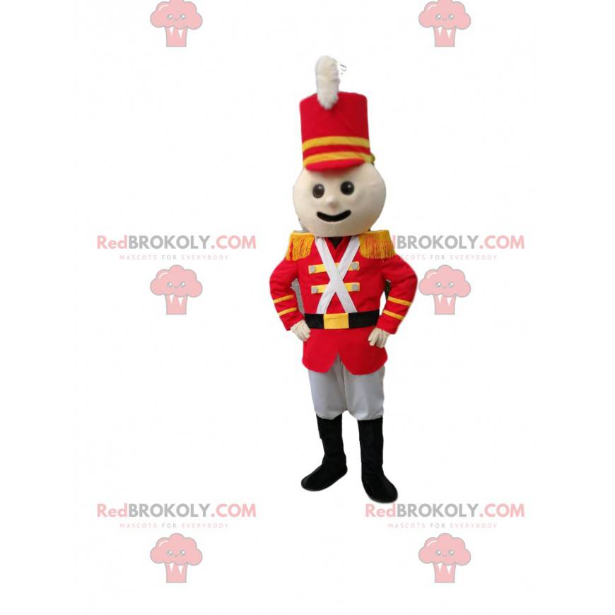 Soldier mascot in red outfit. Soldier costume - Redbrokoly.com