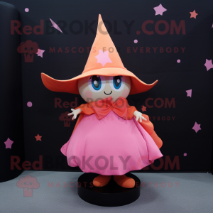 Peach Witch'S Hat mascot costume character dressed with a Dress and Wraps