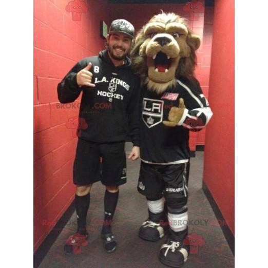 Brown lion mascot with a large hairy mane - Redbrokoly.com