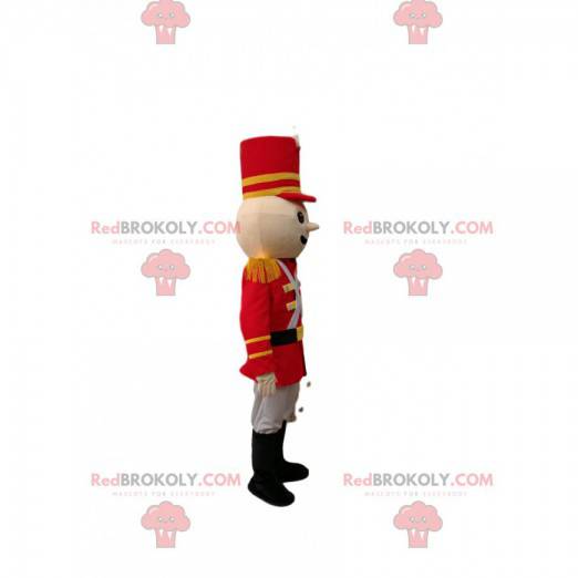 Mascota soldado en traje rojo. Disfraz de soldado -