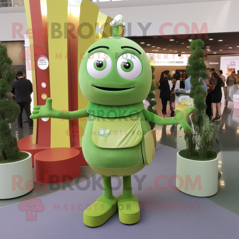 Olive Momentum mascot costume character dressed with a Midi Dress and Clutch bags Olive Momentum mascot costume character dressed with a Midi Dress and Clutch bags