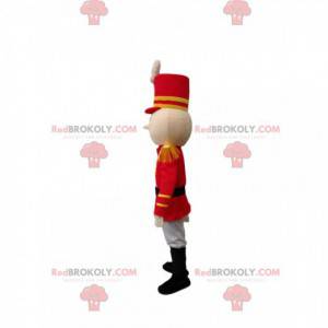 Mascotte de soldat en tenue rouge. Costume de soldat -