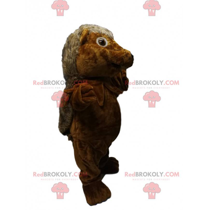 Simpatica mascotte riccio marrone. Costume da riccio -