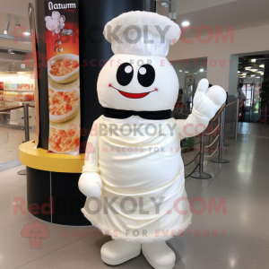 Cream Sushi mascot costume character dressed with a Wedding Dress and Bracelet watches