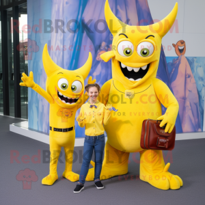 Yellow Devil maskot kostym...