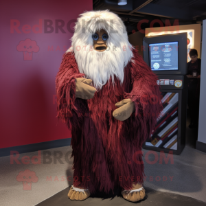 Maroon Yeti maskot kostume...