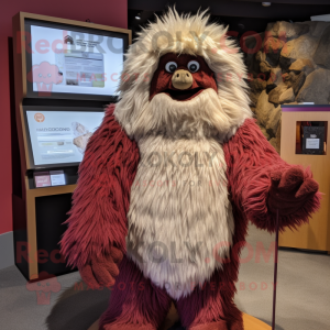 Maroon Yeti mascot costume character dressed with a Corduroy Pants and Shawls