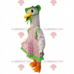 Goose mascot with a country dress. Goose costume -