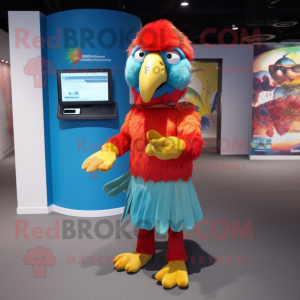 nan Macaw mascot costume character dressed with a Mini Skirt and Beanies