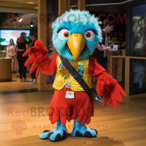 nan Macaw mascot costume character dressed with a Mini Skirt and Beanies