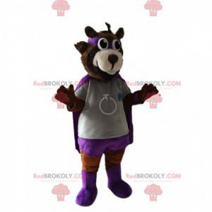 Brown bear mascot in hero outfit. Bear costume - Redbrokoly.com