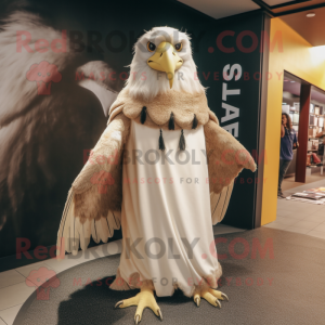 Cream Eagle mascot costume character dressed with a Graphic Tee and Shawls