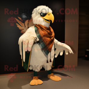 Cream Eagle mascot costume character dressed with a Graphic Tee and Shawls