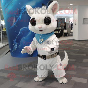 White Flying Squirrel mascot costume character dressed with a Dress Pants and Keychains