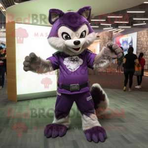 Purple Raccoon maskotdräkt...