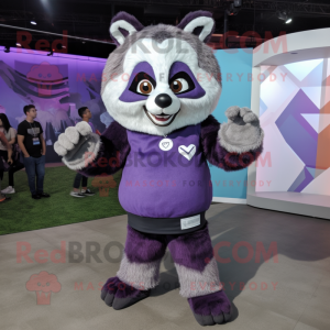 Purple Raccoon maskot drakt...