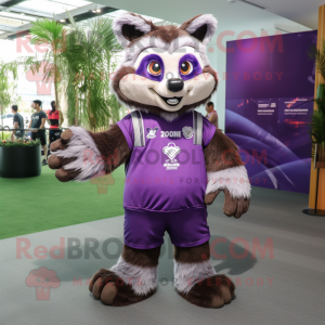 Purple Raccoon maskot drakt...