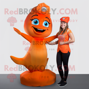 Orange sjöjungfru maskot...