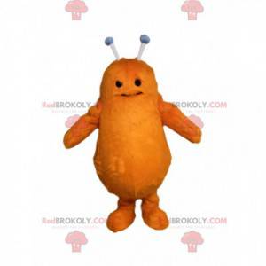 Mascotte d'extraterrestre orange avec des antennes. -