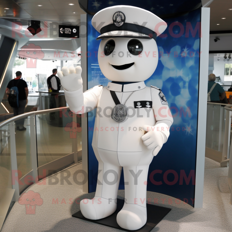 White Police Officer mascot costume character dressed with a Playsuit and Scarf clips