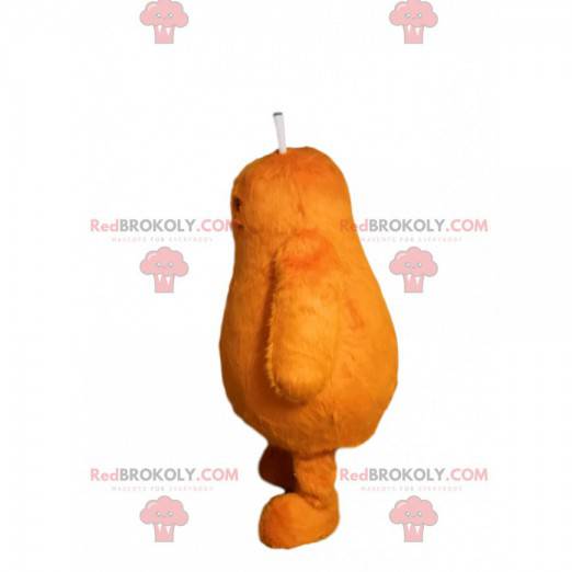 Mascotte d'extraterrestre orange avec des antennes. -