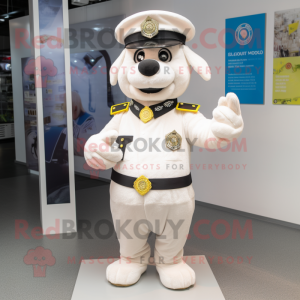 White Police Officer mascot costume character dressed with a Playsuit and Scarf clips