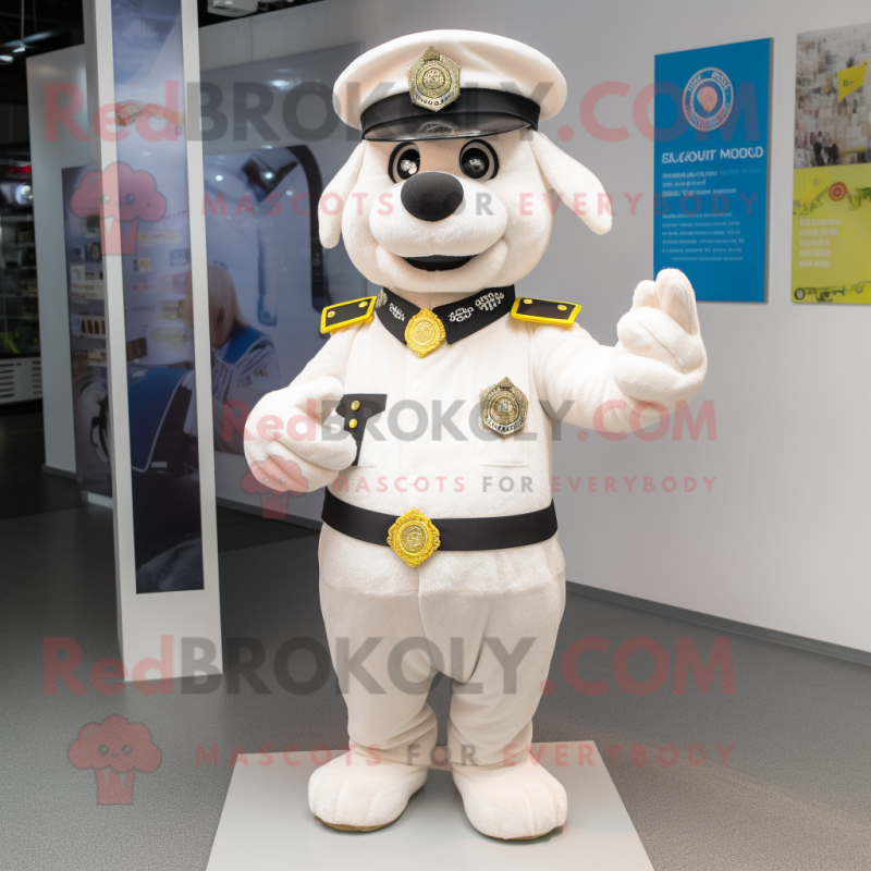 White Police Officer mascot costume character dressed with a Playsuit and Scarf clips