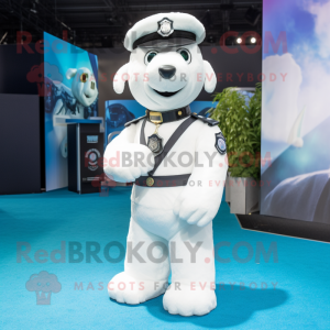 White Police Officer mascot costume character dressed with a Playsuit and Scarf clips